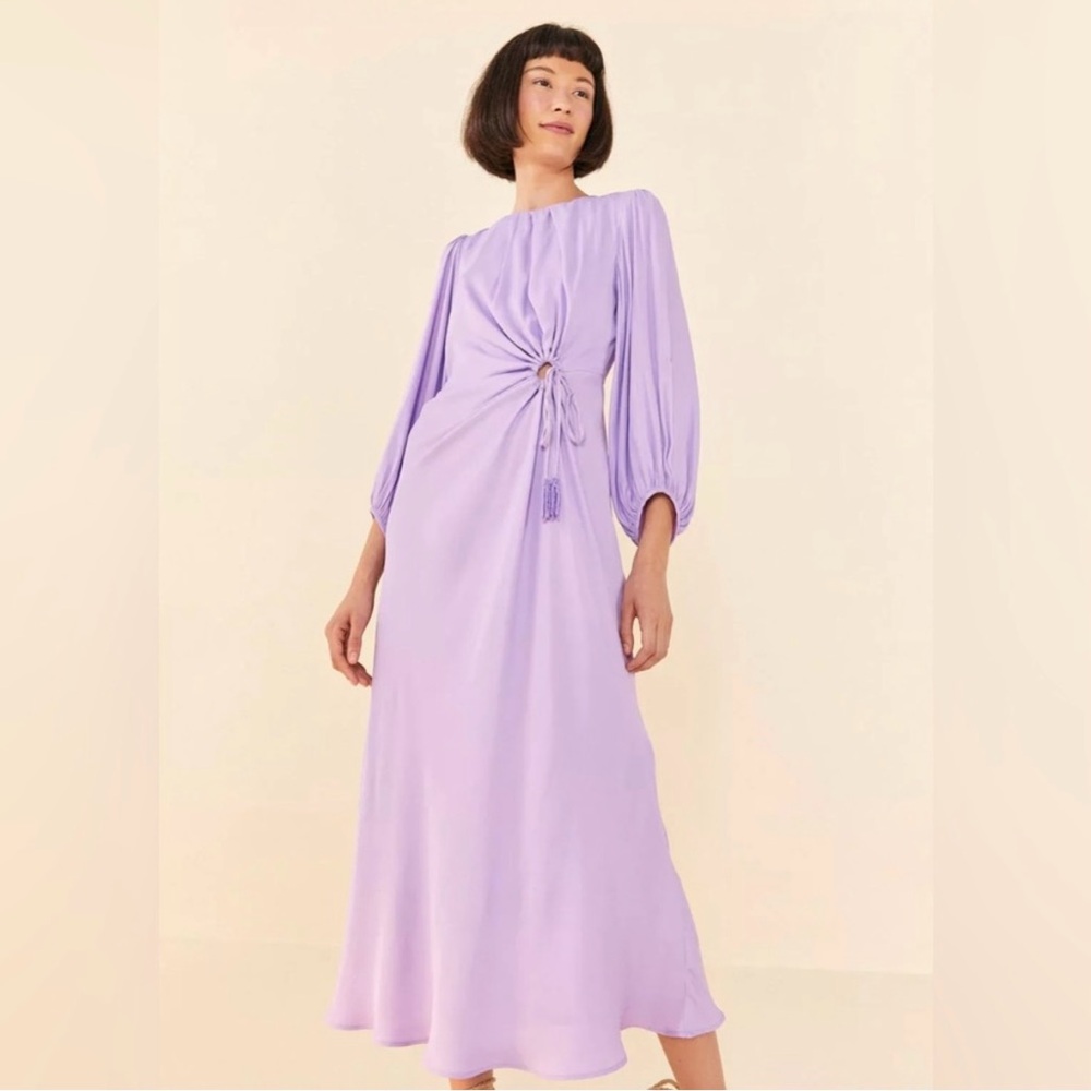 FARM Rio Piping cutout balloon sleeve dress in lavender